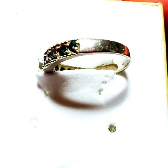 10K WG ANNIVERSARY RING W/10 .50CTW GENUINE BLUE DIAMOND, SIZE 6.5 - Picture 2 of 5